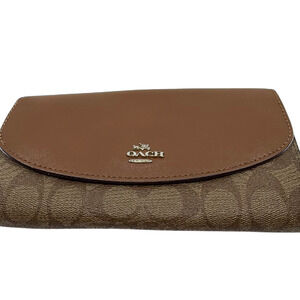 Coach Continental Flap Brown Signature Canvas Wallet